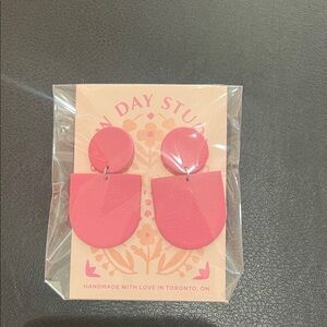 Polymer Clay Pink Dome Earrings